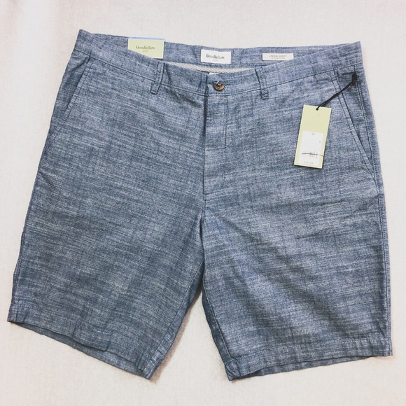 Geneva Blue Chambray Linden Flat Front Chino Short - Picture 3 of 8